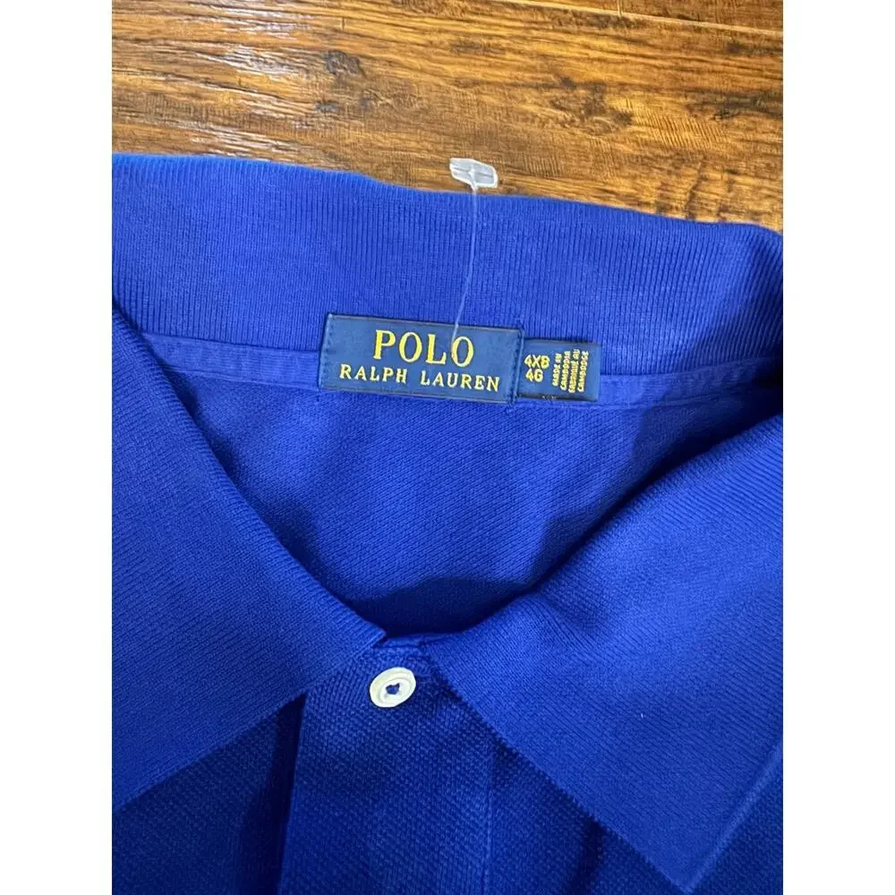Polo Ralph Lauren Mesh Polo Shirt 4XB Big & Tall Long Sleeve Pony Blue NEW